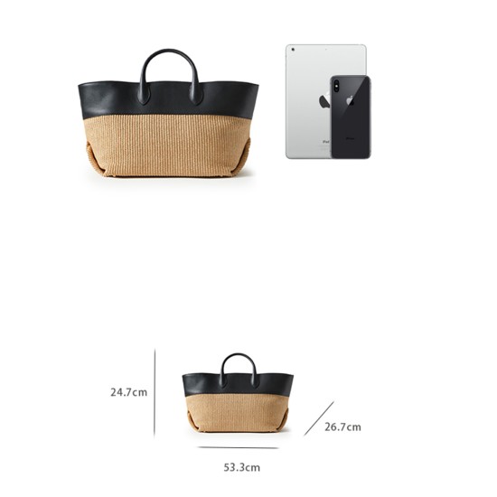 Large capacity casual hand-held grass woven tote bag - Memoo.com